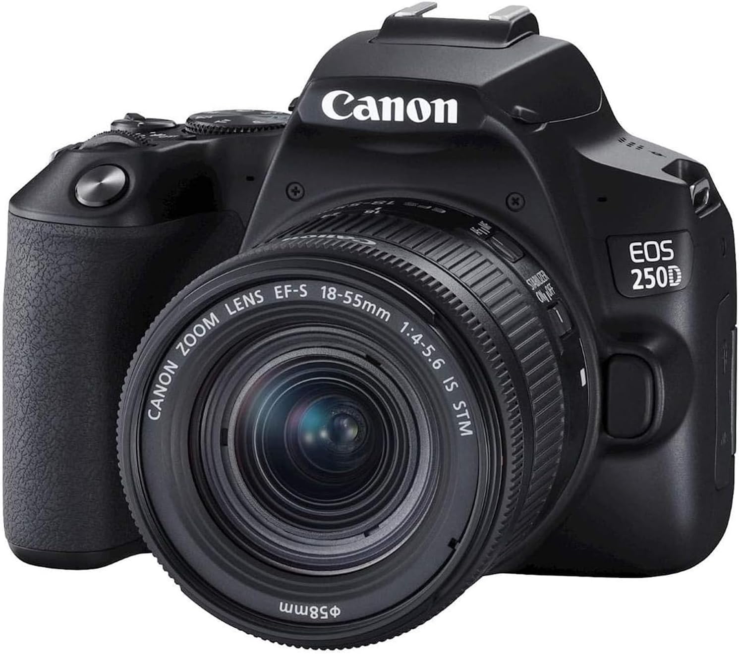 Canon EOS 250D (Rebel SL3) DSLR Camera w/Canon EF-S 18-55mm f/4-5.6 IS STM Lens + Case + 64GB Memory (21pc Bundle) (Renewed)