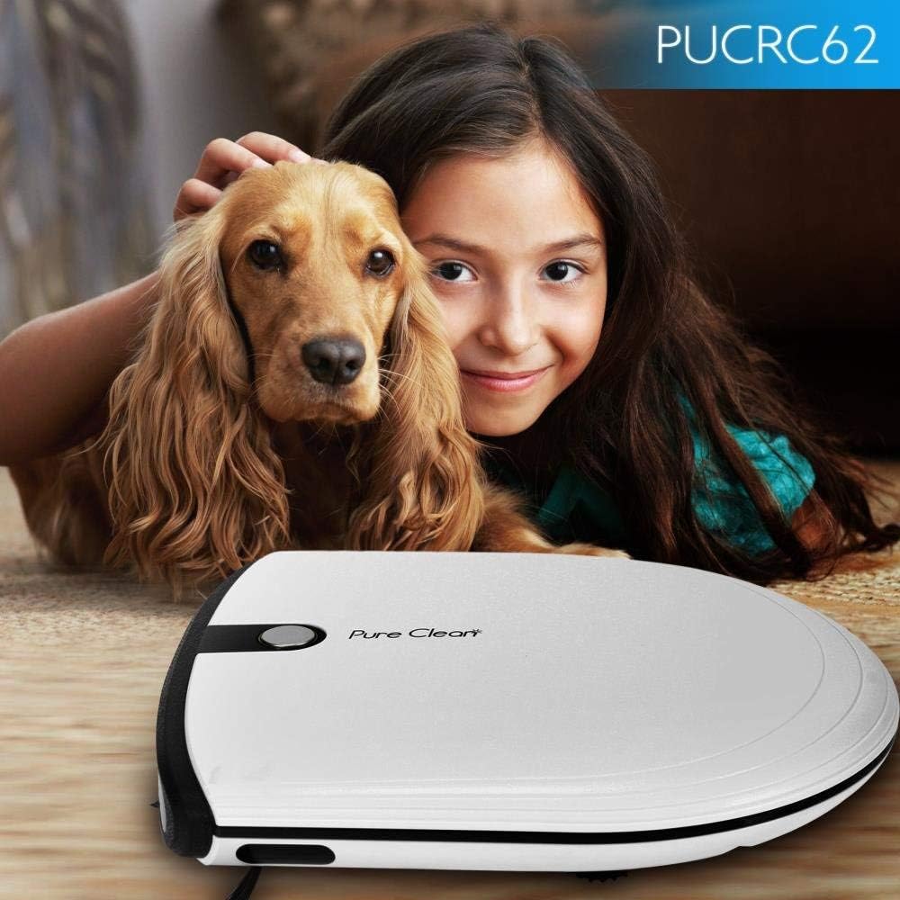 PURE CLEAN Robot Vacuum Cleaner - Low Profile Cleans Pet Hair Under Furniture - Automatic Robo Charge Dock