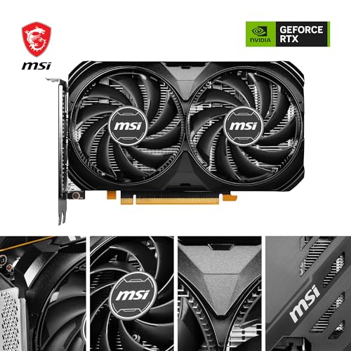 MSI GeForce RTX 4060 Ventus 2X Black 8G OC Gaming Graphics Card - 8GB GDDR6X, PCI Express Gen 4, 128-bit, 3X DP v 1.4a