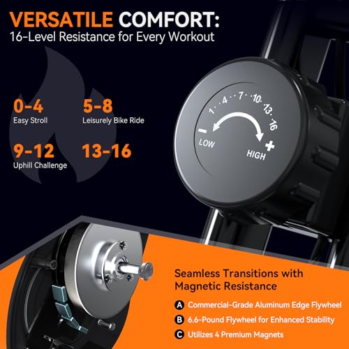 Foldable Exercise Bike Stationary Bikes for Home, 5 IN 1 Indoor Workout Bike, Cycling Bike with 16-Level Quiet Magnetic Resistance
