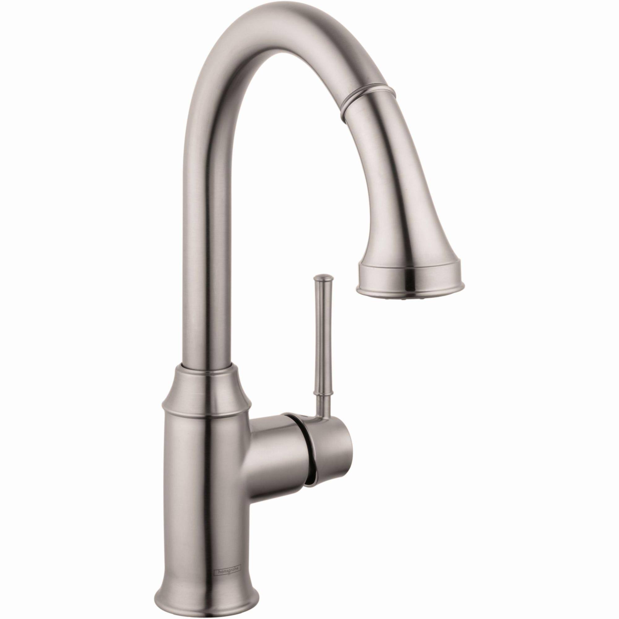 Hansgrohe 04215800 Steel Optik Talis C 2-Spray HighArc Pull-Down Kitchen Faucet
