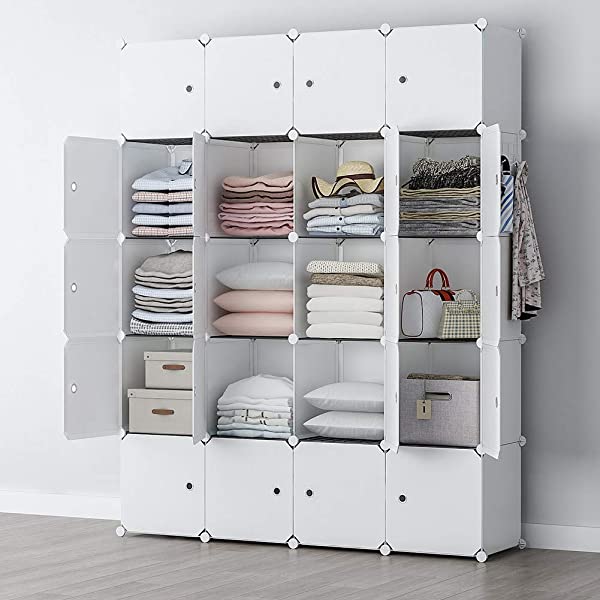 YOZO Cube Storage Organzier Portable Closet Wardrobe Bedroom Dresser (71x14x71 inches) Portable Closet Cube Shelf Armoire Pantry Cabinet, 25 Cubes