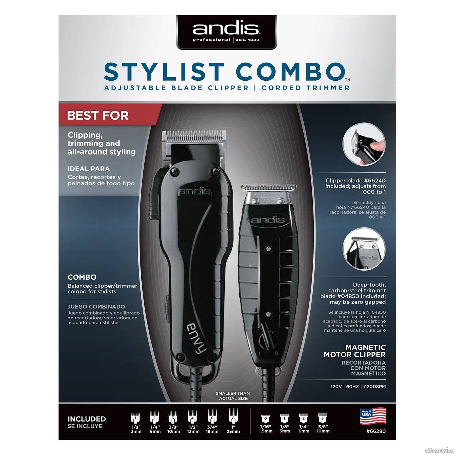 Andis US-1 Stylist Combo Hair Clipper - Black