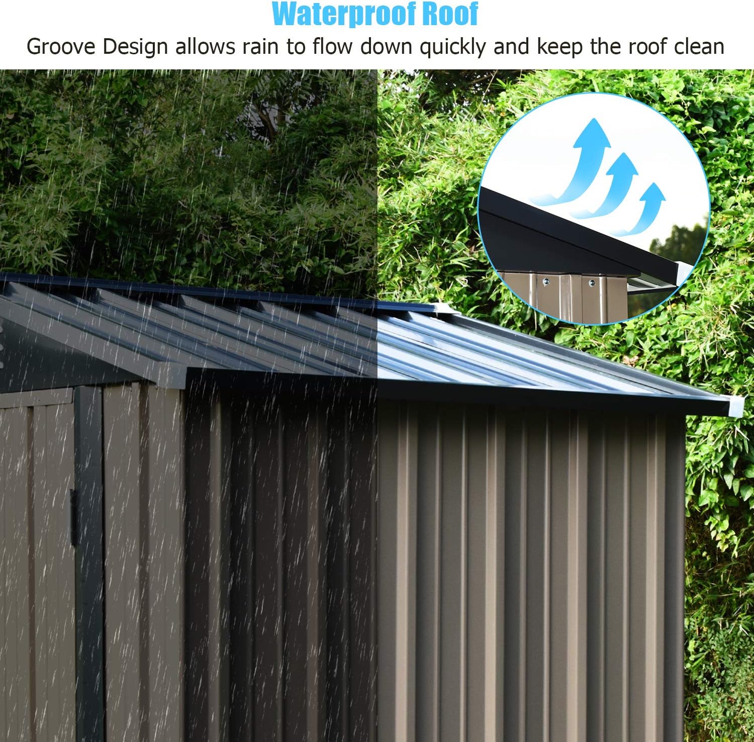 Catrimown Backyard 6x4 Storage Sheds, Galvanized Steel Outdoor Storage Shed with Air Vent and Lockable Door