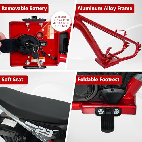 wanan Electric Dirt Bike for Kids 6-12 with Shock-Absorbing Front Fork, 250W Electric Motorcycle Up to 15.5MPH, 24V Detachable Battery, 16''