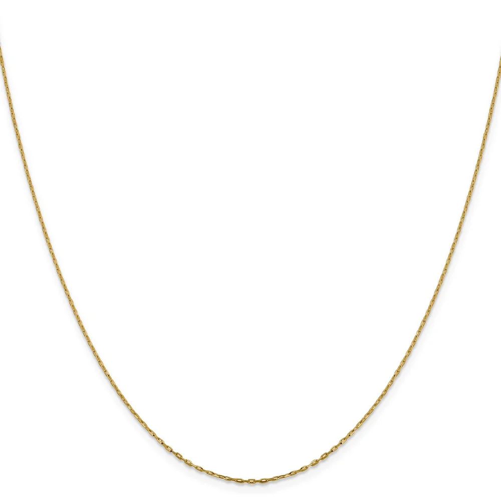 Leslie's Real 14kt Yellow Gold 1mm Diamond Cut Open Long Link Cable Chain; 18 inch; for Adults and Teens; for Women and Men