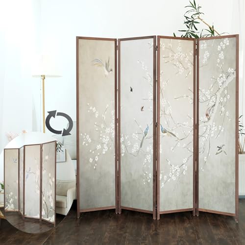 6 Panel Room Divider Screen,Double Faced Room Divider Folding Wall Divider for Room Separation,Mountains and Waters Landscape,67" H x 94.5" W