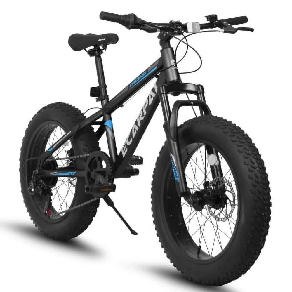 20 Inch Fat Tire Bike Adult/Youth Full Shimano 7 Speed Mountain Bike, Dual Disc Brake, High-Carbon Steel Frame, Front Suspension, Mountain Trail Bike