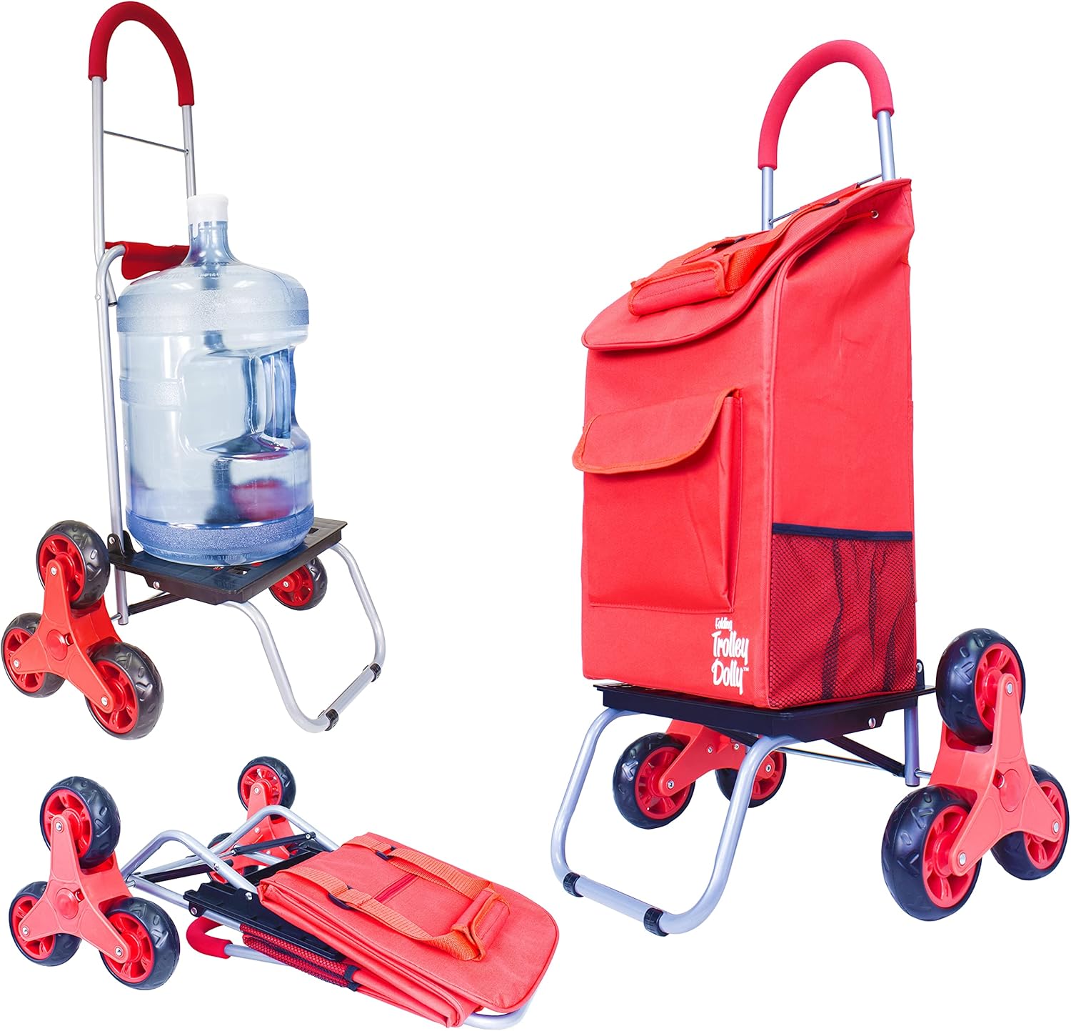 dbest products Stair Climber Trolley Dolly Folding Grocery Cart 3 Wheels Heavy Duty Shopping Hand Truck Made for Condos Apartments