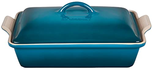 Le Creuset Stoneware Heritage Covered Rectangular Casserole, 4 qt. (12" x 9"), Cerise