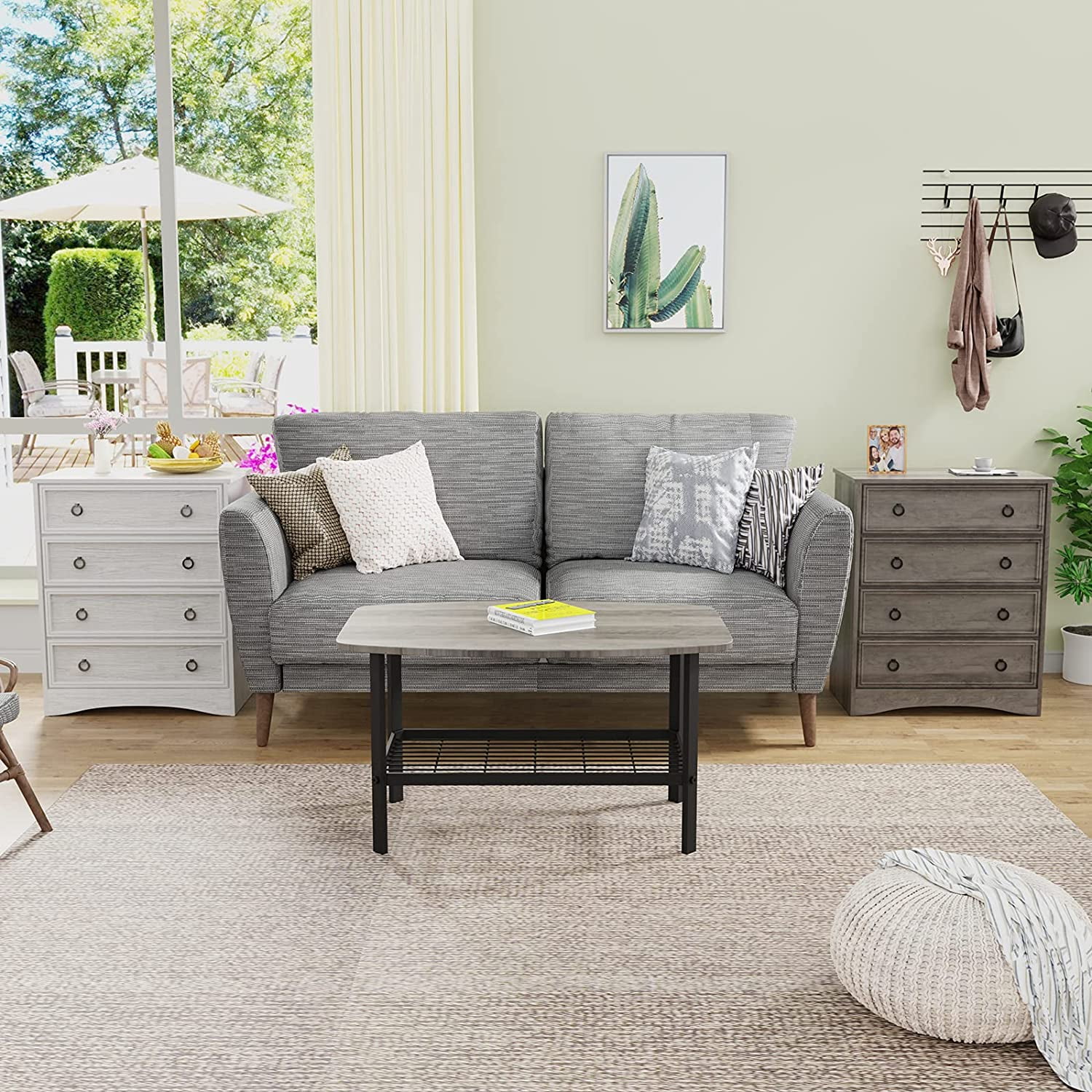 LGHM 4 Drawer Dresser, Modern Wood Chest Dresser for Bedroom Livingroom Gray