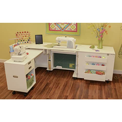 Kangaroo Sewing Furniture Aussie Sewing Cabinet with Quilt Blocks - Ash White