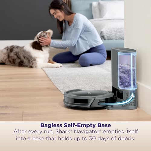 Shark Navigator Robot Vacuum and Self-Empty Base with Bagless 60-Day Capacity Self-Empty Base, SmartPath Navigation, Powerful Pet Hair Pickup