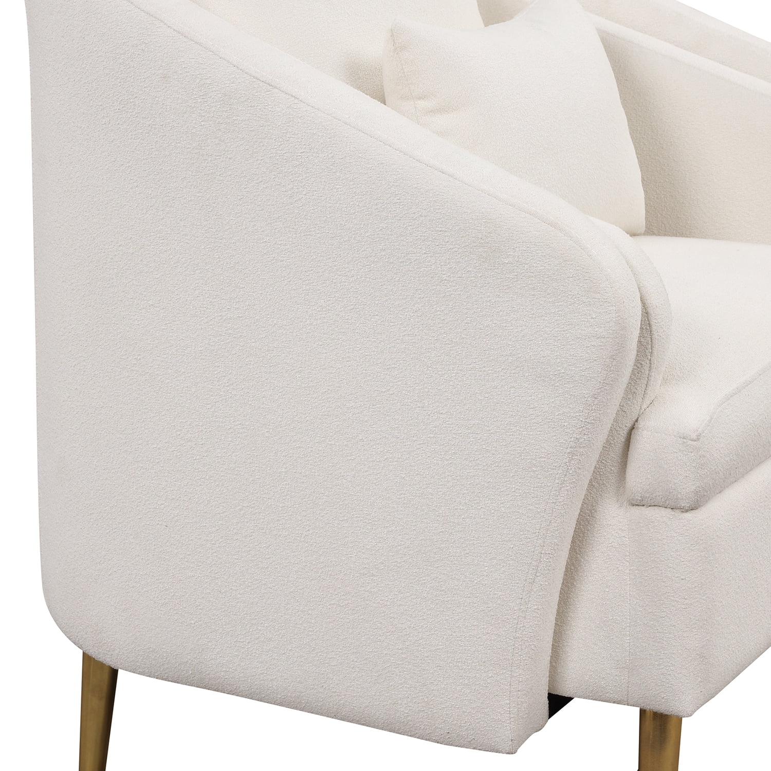 Churanty Barrel Accent Chair Elegant Velvet Tub Chair with Arm,Metal legs and Pillow for Living Room Bedroom,White