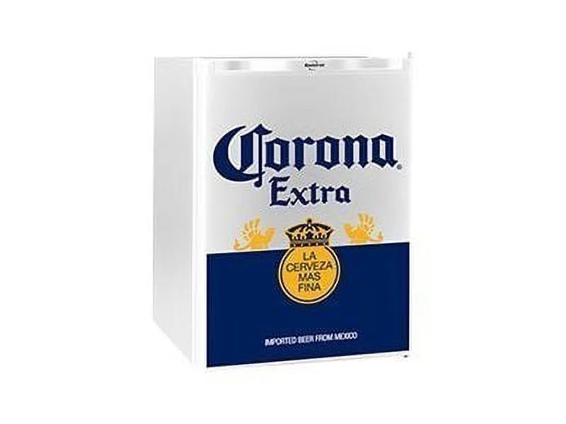 Corona Mini Beer Fridge with Freezer, 2.4 Cu. ft, 70 L for Frozen Meals, Beverages, White Blue