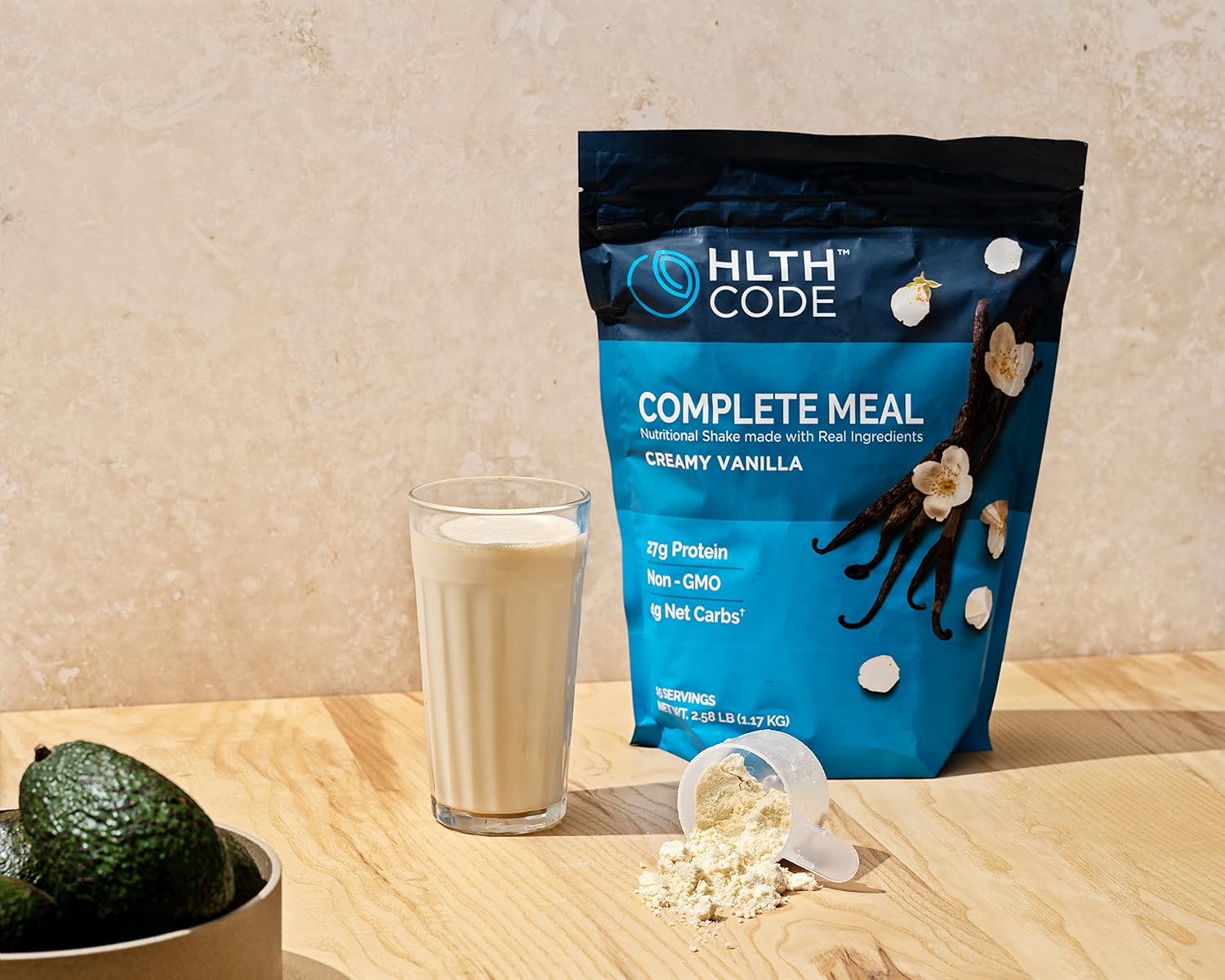HLTH Code Complete Meal Replacement Powder | High Protein | Creamy Vanilla Flavor | 15 Servings Pack of 2