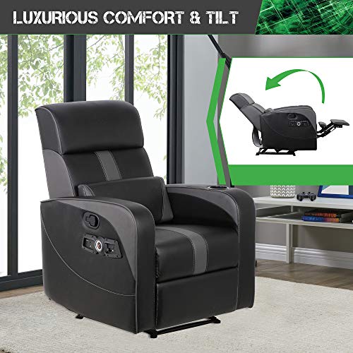 X Rocker Gamma Recliner Gaming Chair, 2.1 Bluetooth Audio System, Headrest Mounted Speakers, Built-in Footrest and Cupholder, 718001