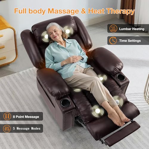 Triple Motor Large Power Lift Recliner Chair for Elderly with Heat and Massage, Lay Flat Lift Chairs for Seniors Infinite Position, Extended Footrest