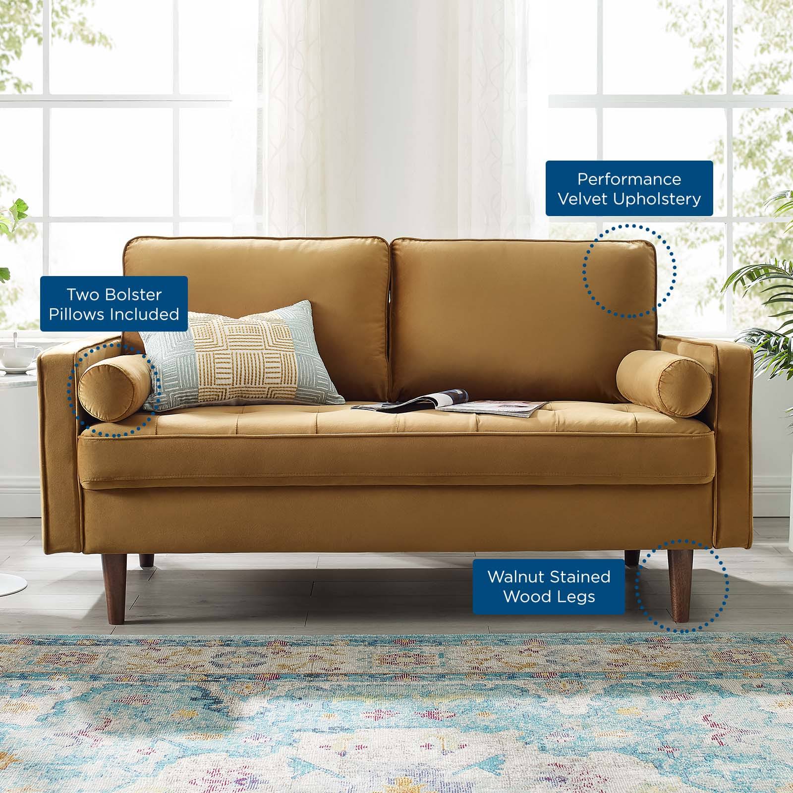 Modway Valour Performance Velvet Loveseat - Navy