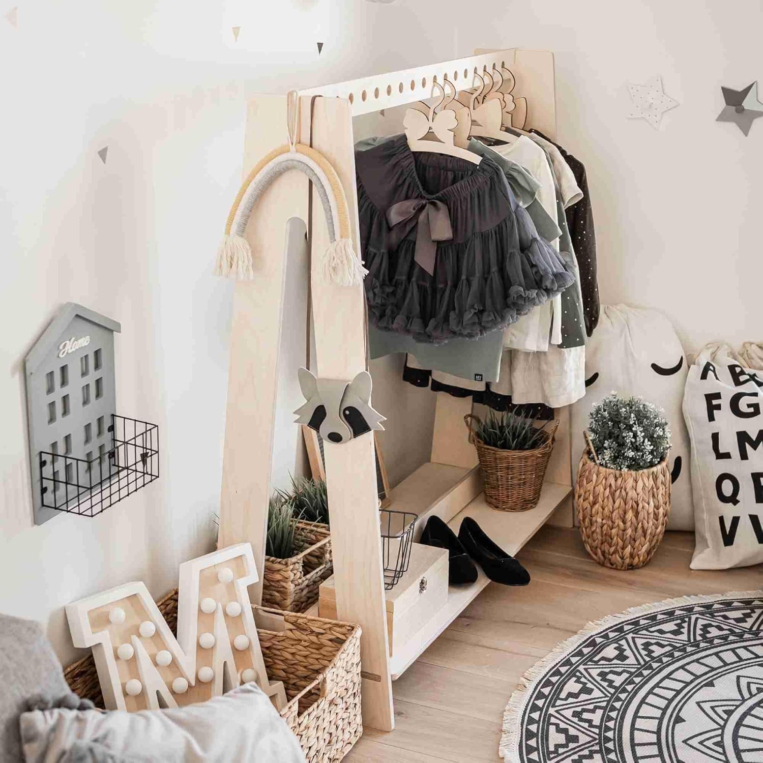 Clothing rack, Montessori children wardrobe, Shop display rack, Montessori clothing rack, Montessori furniture, Dress up station