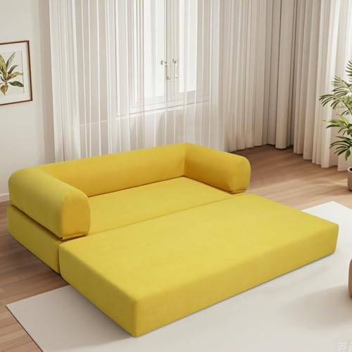 Convertible Sleeper Sofa Bed with Cylindrical Pillow, Comfy Foldable Sofa Bed Compressed Sofa in Box