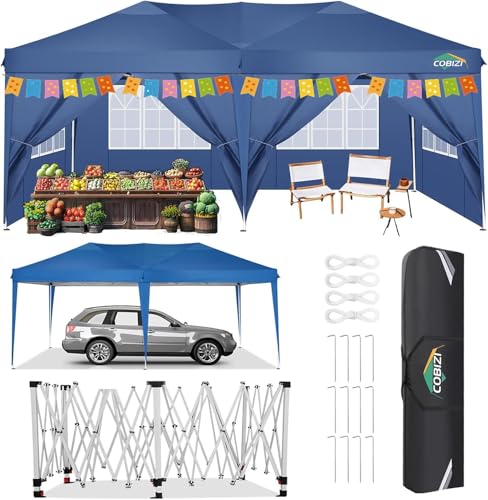 COBIZI 10x10 Pop up Canopy Tent Protable Canopy Tent with 4 Sidewalls Waterproof Commercial Instant Shelter for Parties, Wedding