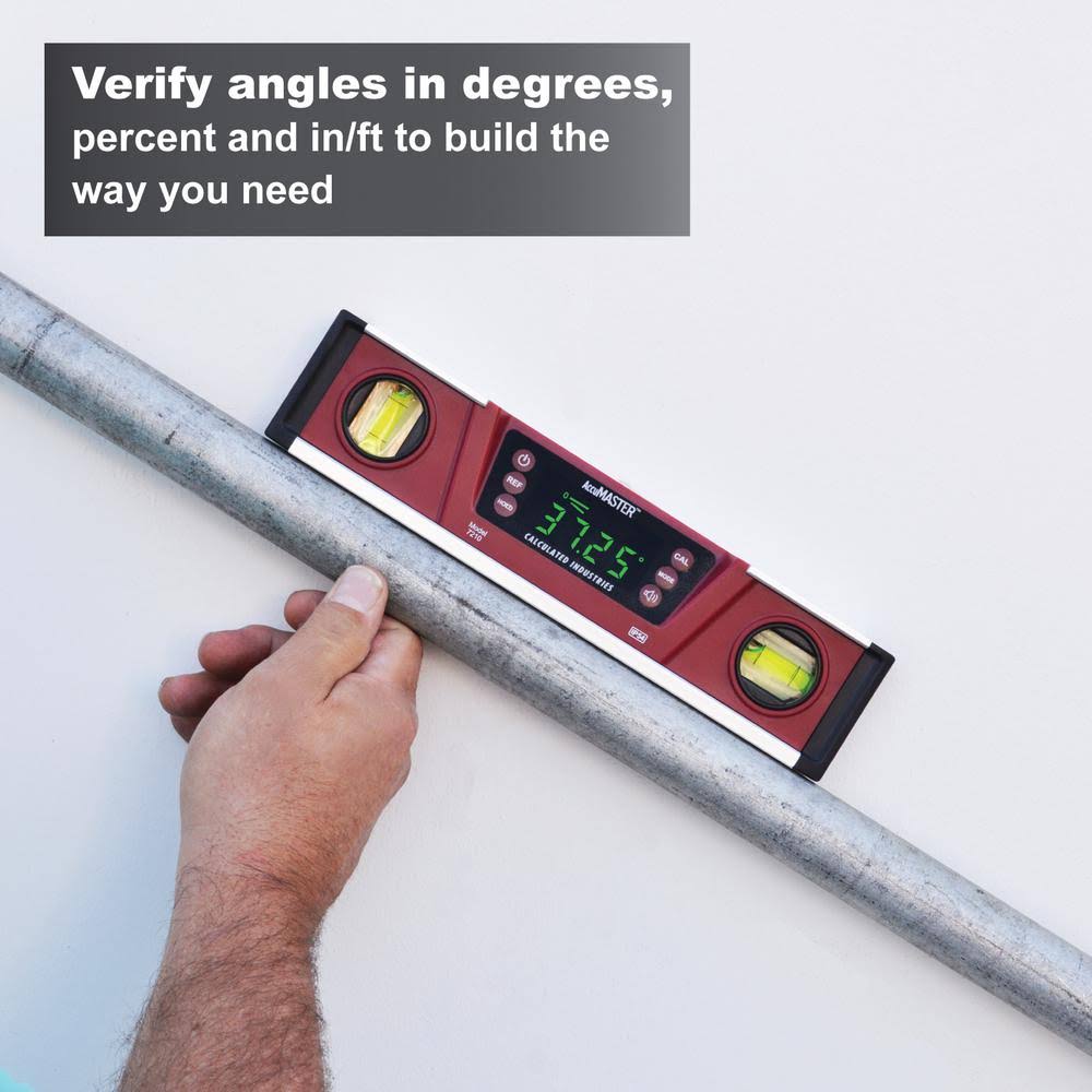 Calculated Industries 7210 AccuMASTER Pro Digital Torpedo Level and Protractor | 10 inch | Neodymium Magnets | Bright LED Displa