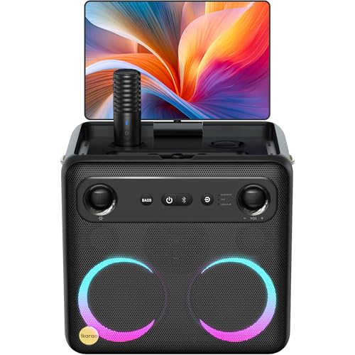 Ikarao Smart Karaoke Machine for Adults - with Lyrics Display, 32GB Karaoke Tablet, 2 Wireless Mics, Professional Karaoke System, 300W Peak Power