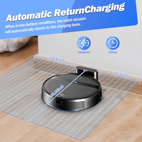 Robot Vacuum and Mop Combo for Large Homes & Pet Hair – Smart App/Voice, 2300Pa Sucktion, 120Min Clean, Ultra-Thin 2.87" Design