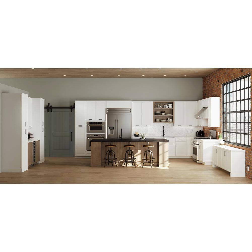 Hampton Bay Designer Series Melvern Assembled 36x34.5x23.75 in. Sink Base Kitchen Cabinet in White
