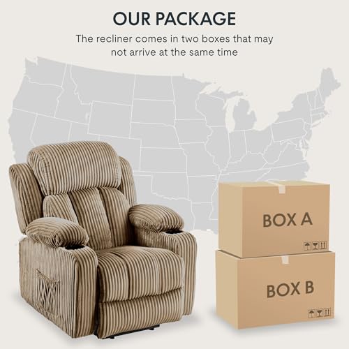 FLEXISPOT XL31 Power Lift Recliner Chair for Elderly, Electric Lift Chair with Massage & Heat, PU Leather Reclining Sofa w/Cup Holders