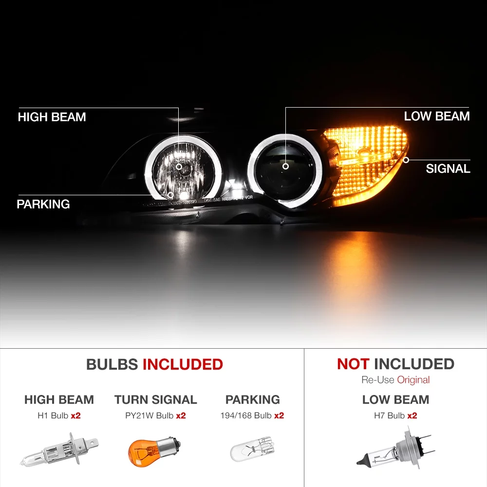 VIPMOTOZ For 2003-2006 BMW E46 Coupe 325CI 330CI LED Halo Headlights Headlamps, Driver and Passenger Side