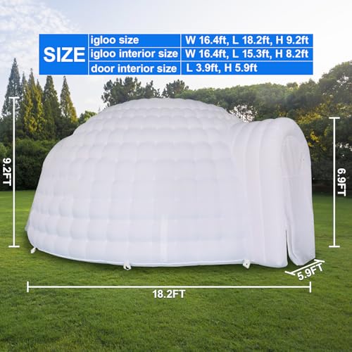 SAYOK Outdoor Portable Inflatable Igloo Dome Tent with Led Light for Party Wedding Event Camping