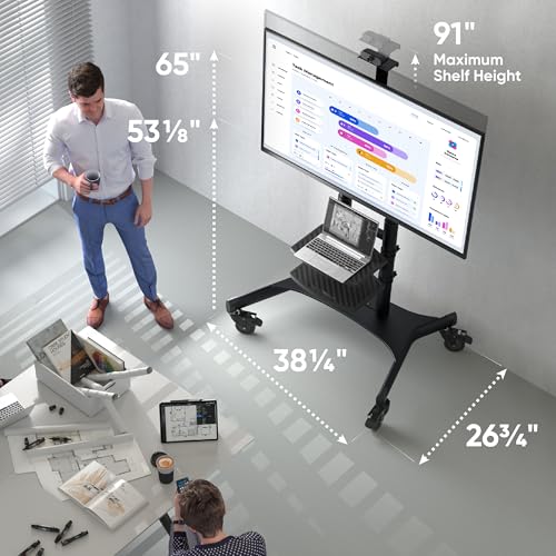 ONKRON Mobile TV Stand on Wheels for 50-86 Inch TVs, max Load up to 233 lbs, Adjustable Height TV Stand Movable, max VESA 800x500 - Portable