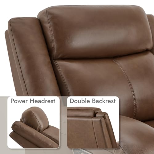 Watson & Whitely Genuine Leather Power Recliner Chairs for Adults, Wall Hugger RV Recliner with Power Headrest & Charging Ports