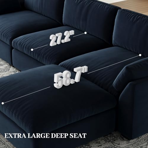 Belffin Extra Large Modular Sectional Sofa,106.3" 4-Seater L Shaped Couch,Velvet Convertible Sectional Couches for Living Room