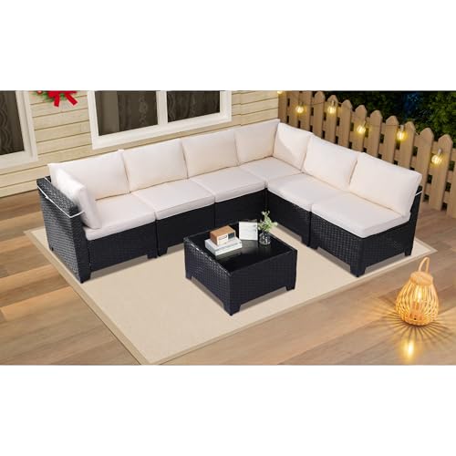 KIGOTY Patio Furniture Set 7 Pieces Conversation Sets, Outdoor Sectional Sofa
