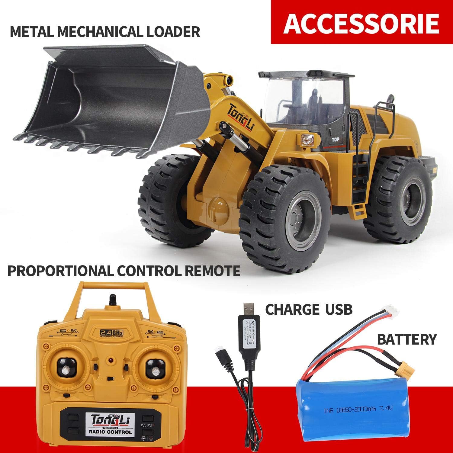 huina rc Bulldozer for Adults 1583 rc Dozer for Adults Metal rc Excavator rc Construction Equipment huina Loader Front Loader Remote Control 2