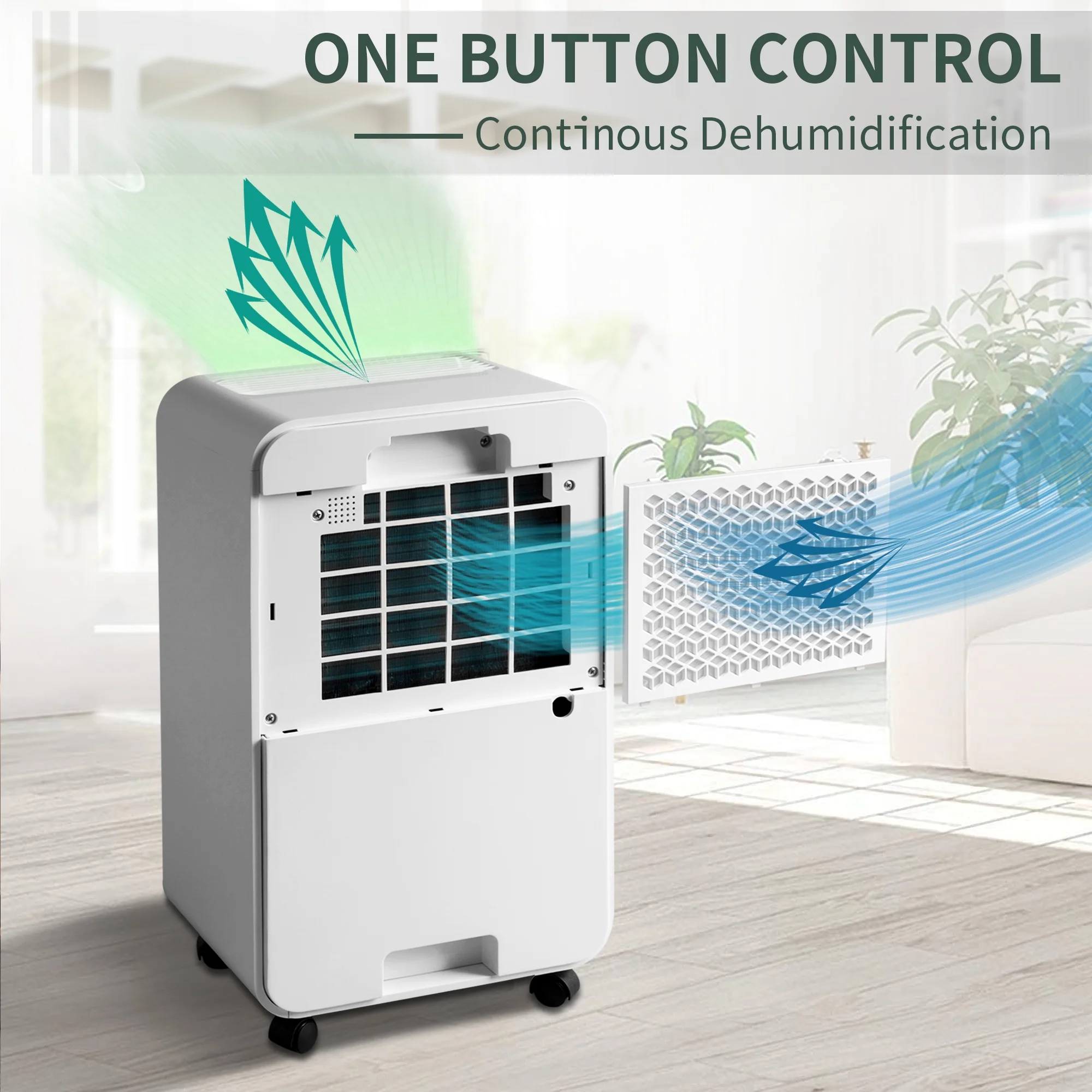 3,000 Sq.Ft Dehumidifier for Basement Bathroom Kitchen and Home Gym, 30 Pint Dehumidifier with 68oz Water Tank and Drain Hose