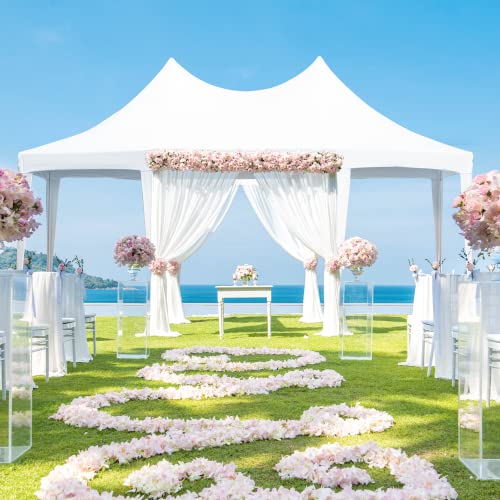 EROMMY 26x19ft Party Tent, White Wedding Tent, Decagonal Heavy Duty Canopy with 8 Removable Sidewalls, 8 Church Windows and 2 Pull-Back Doors