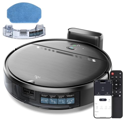Robot Vacuum and Mop, Mapping Robotic Vacuums Cleaner with LiDAR Navigation Smart & Strong Suction, WiFi/App/Alexa/Voice Control, Obstacle Avoidance
