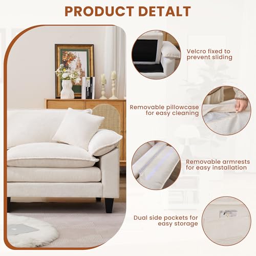 Loveseat Sofa for Living Room, 83" Cloud Loveseat Sofa, Chenille Fabric Sofa Couch with Double Cushion