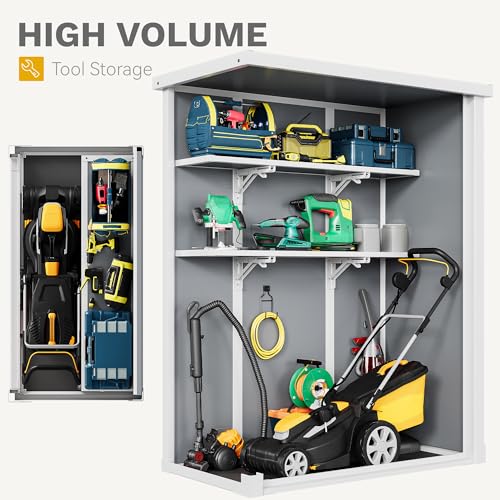 DWVO 5x3ft Resin Outdoor Storage Shed with Floor, Waterproof Lockable Storage Shed with Window, Plastic Outside Tool Storage for Garden, Backyard