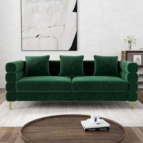 Cloud Couch for Living Room, 79" Modern Overstuffed Deep Seat Boucle Sherpa 3 Seater Sofa with 3 Pillows