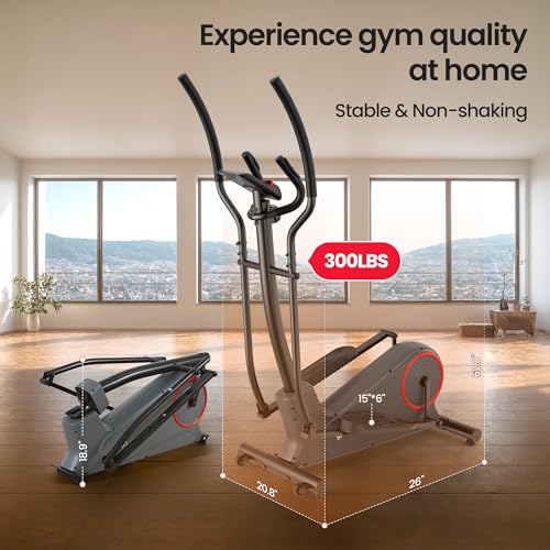 Elliptical Exercise Machine Elliptical Machine for Home with 8 Levels Adjustable Resistance LCD Monitor Pulse Monitor 13IN Stride 300 LBS Weight