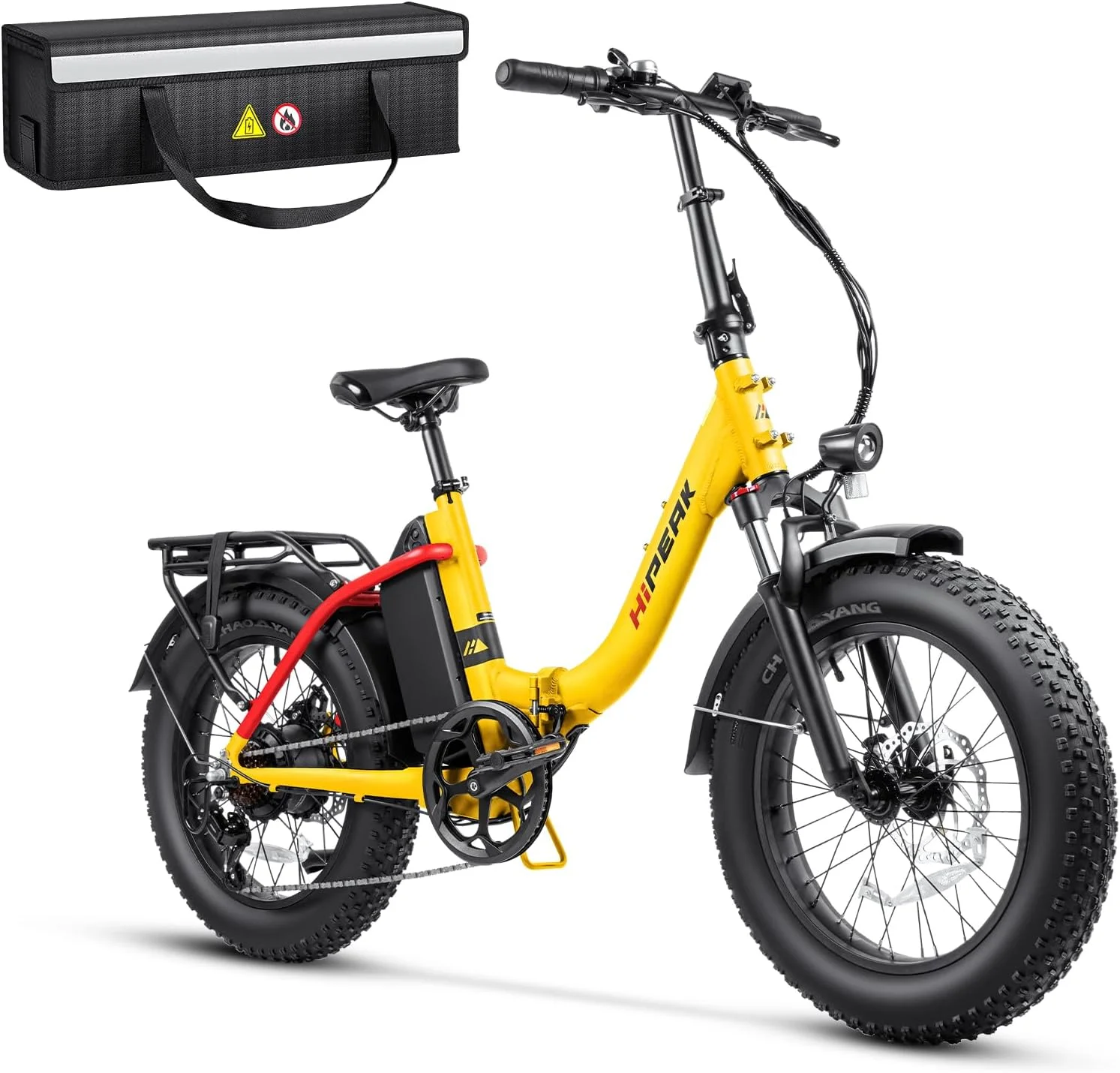 Hipeak 750W Electric Bike for Adults Folding Ebike 48V 15Ah 20 x 4.0 Fat Tire Electric Bike with Removable Battery