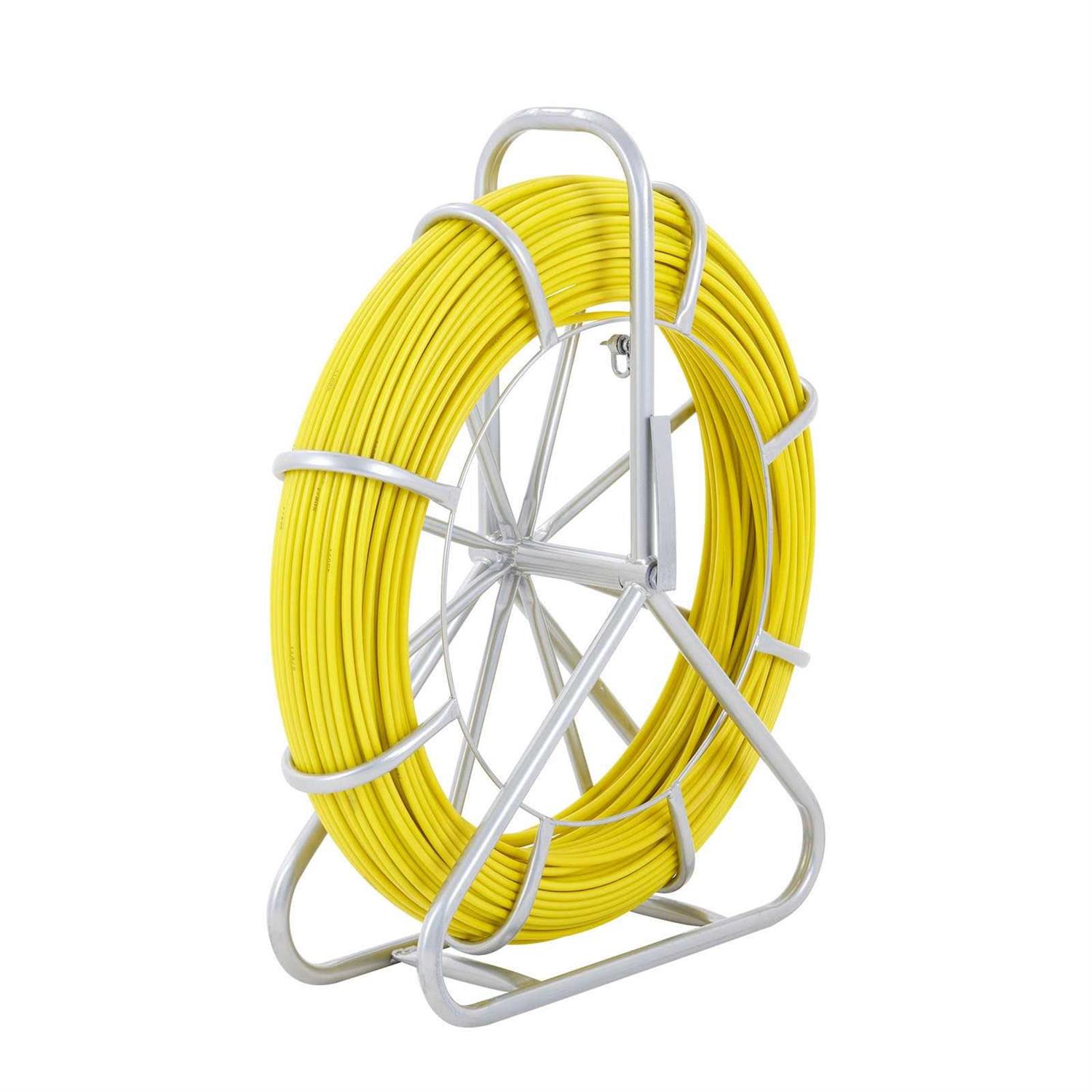 VEVOR Fish Tape Fiberglass 600 ft. x 5/16 in. Non-Conductive Duct Rodder Fishtape with Steel Reel Stand for Electrical Conduit