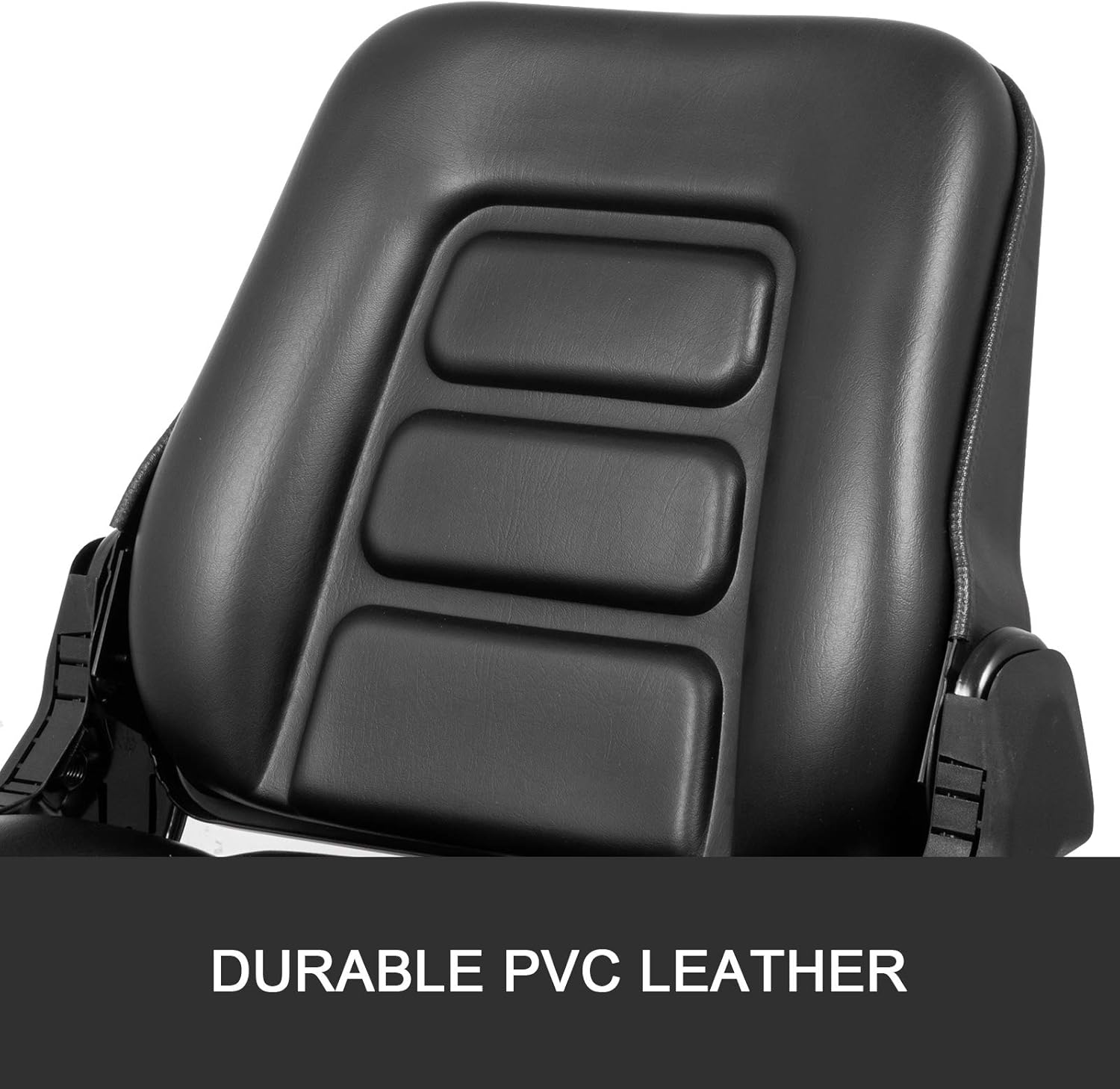 Bestauto Universal Fold Down Forklift Seat with Retractable Safety Belt, Armrest,Adjustable Seat for Excavator, Forklift, Tractor, Skid Loader