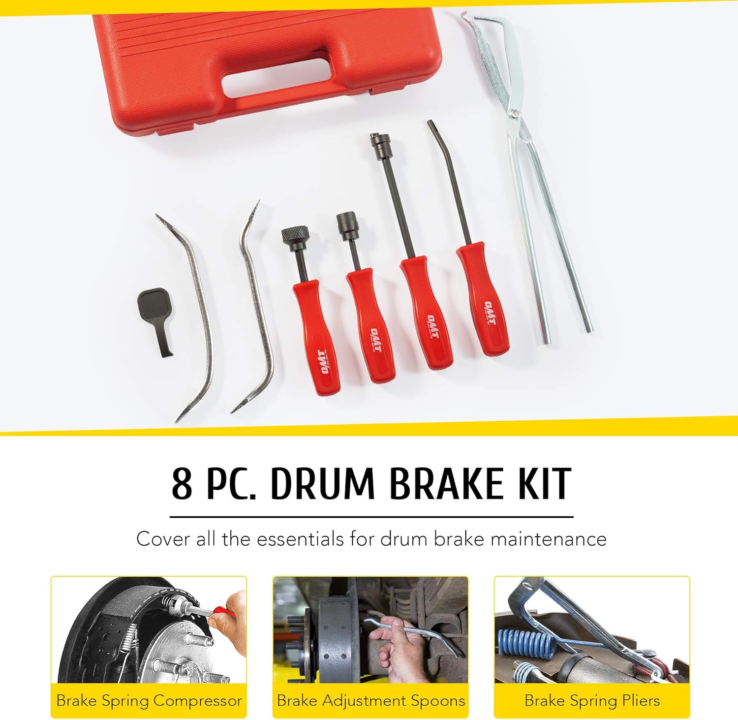 30pc Brake Tool Kit, 8pc Drum Brake Tool Kit and 22pc Brake Caliper Compression Tool, Drum Brake Tool for Drum Brake Repair and Adjustment