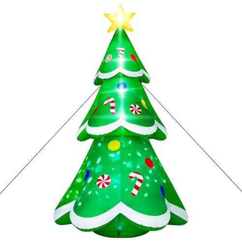 15FT Christmas Inflatables, Giant Inflatable Santa Claus Holding Gift Bags, Blow Up Christmas Santa Claus with 8pcs LED